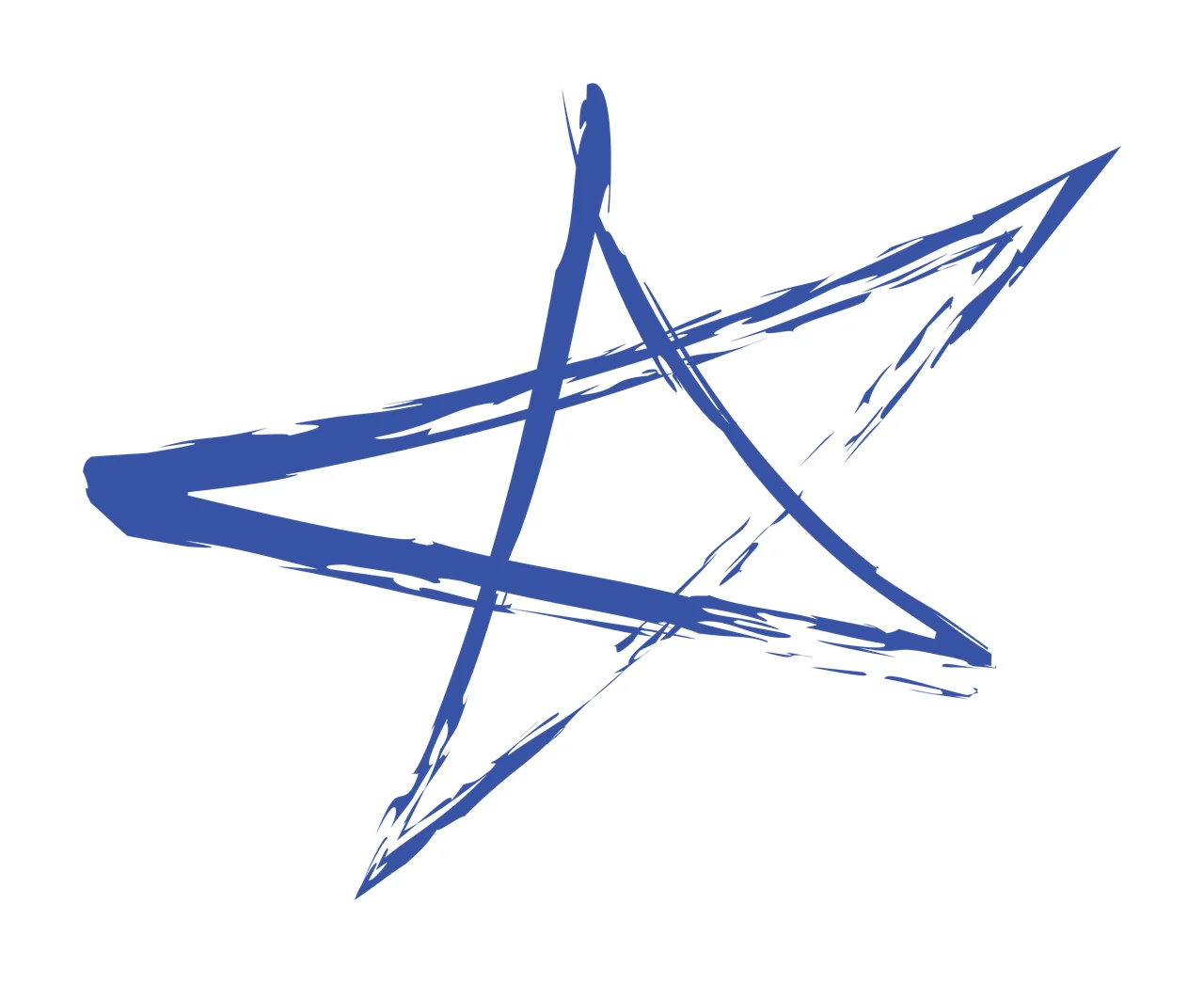 Brush Black Brushed Five Pointed Star shape messy line geometric