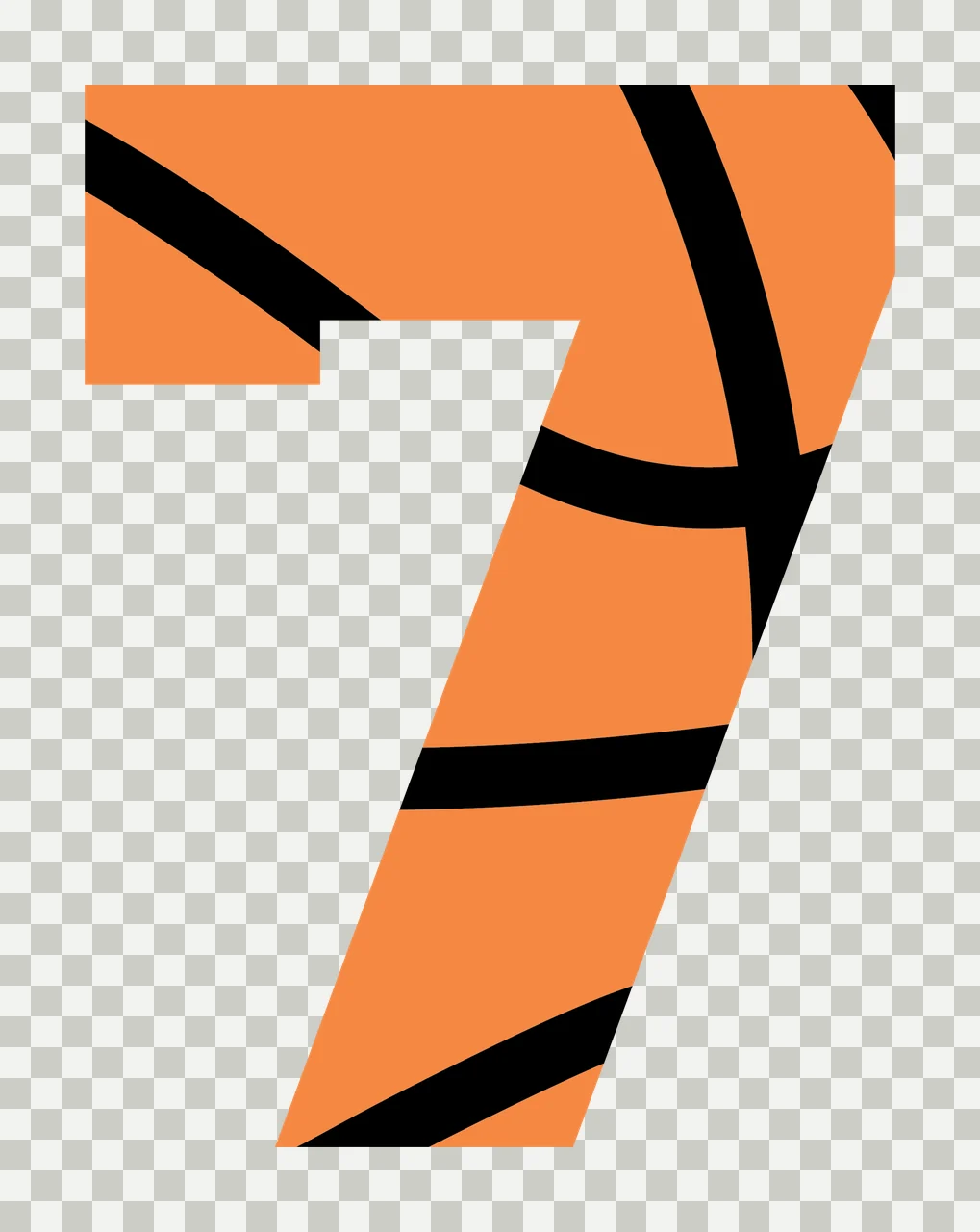 Number 7 With Internal Grid Lines black white seven bold typography transparency and detail preview thumbnail