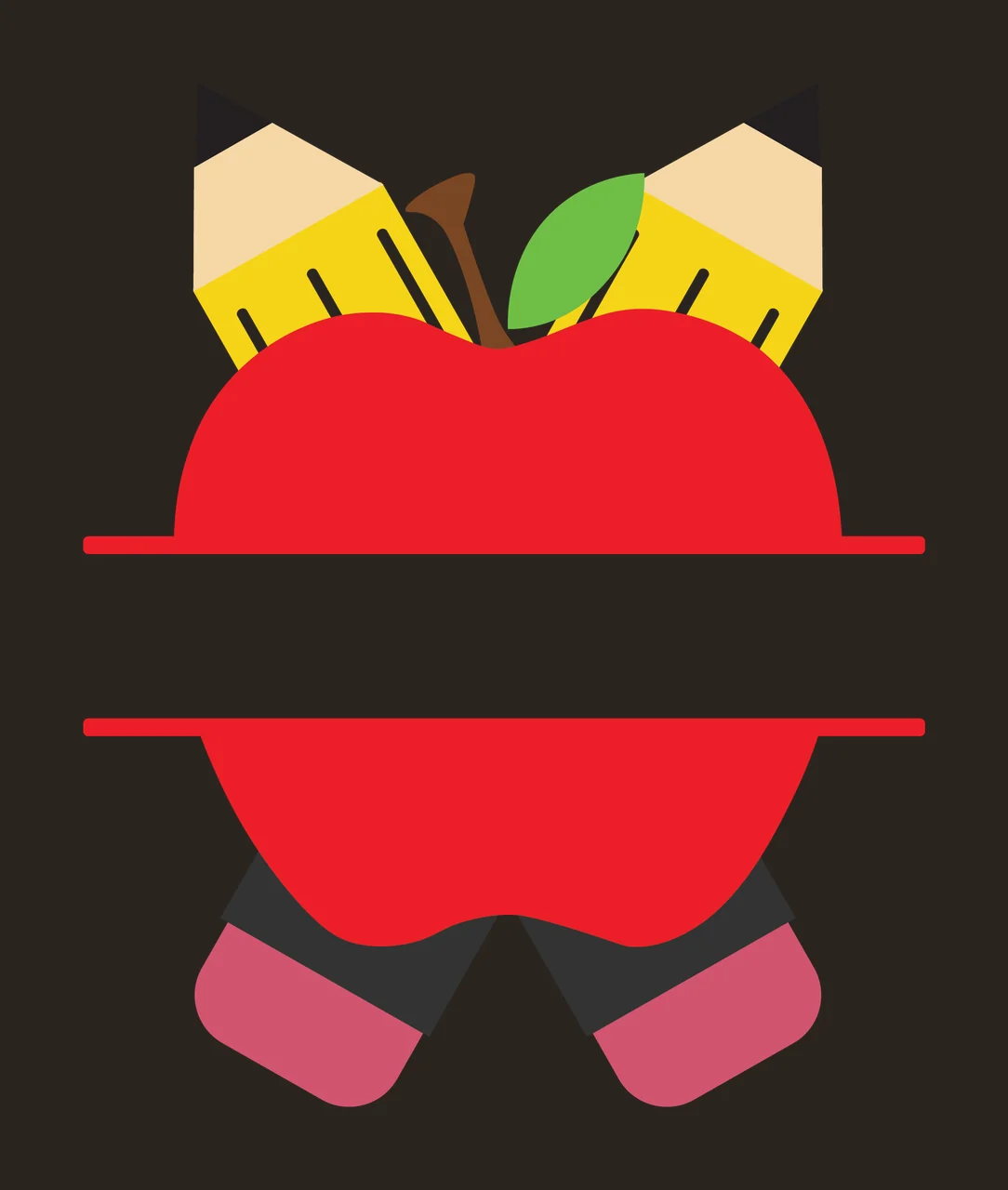 Apple With Pencil Cross Monogram red two pencils split bar contrast preview thumbnail