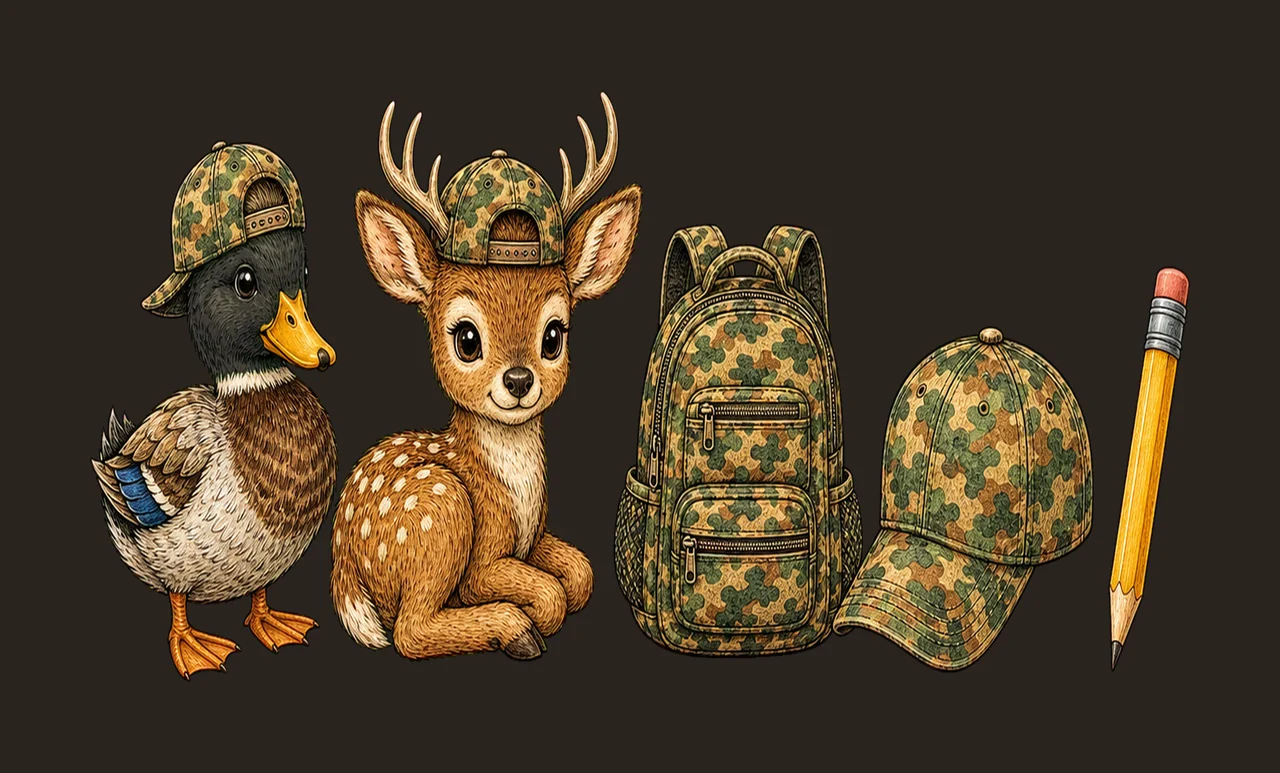 Recess Deer Duck School Doodle Kids sublimation Variation B contrast preview thumbnail