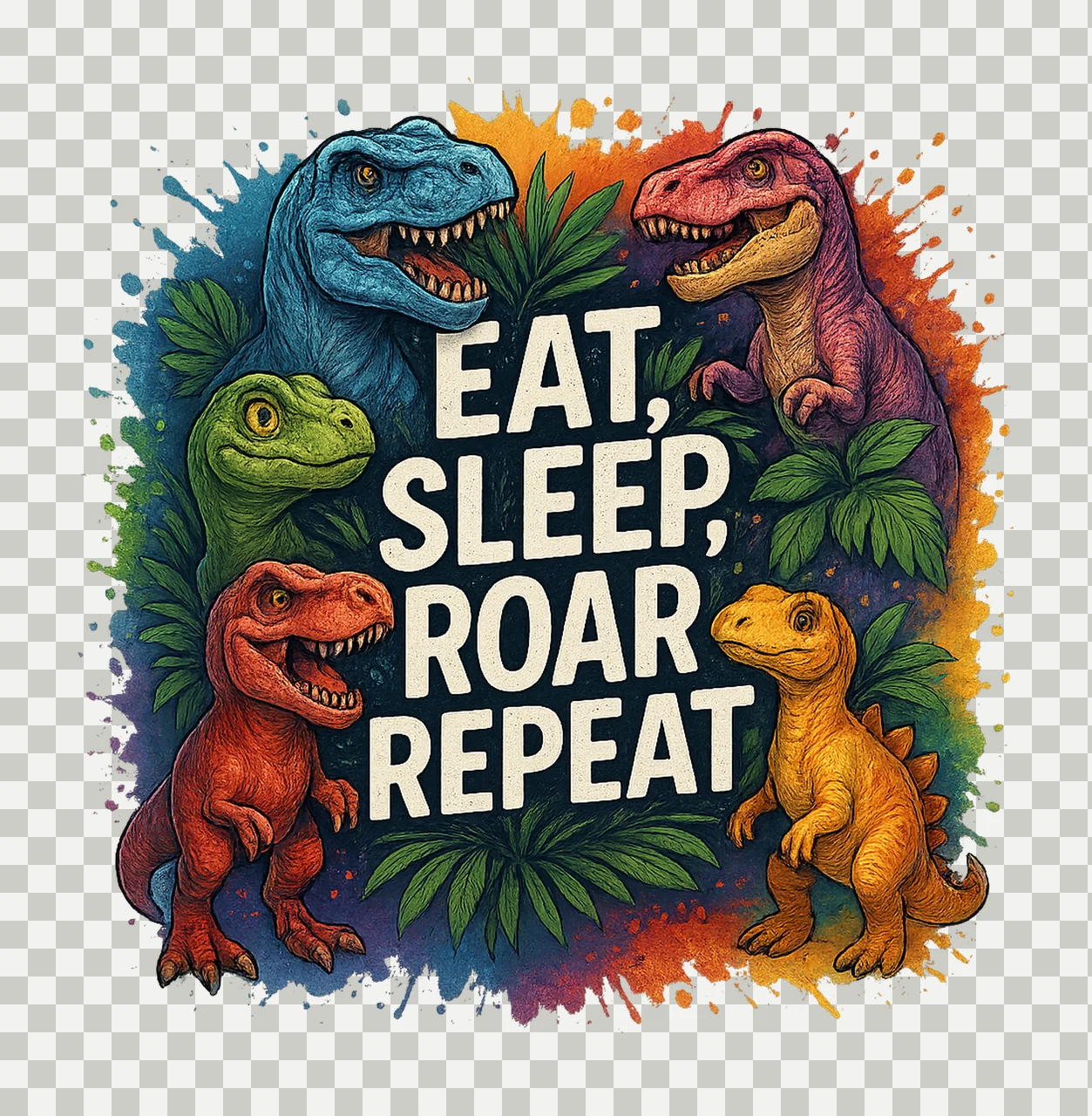 Dinosaur Shirt Artwork Summer Vibes Sublimation Boy Fun Dino transparency and detail preview thumbnail