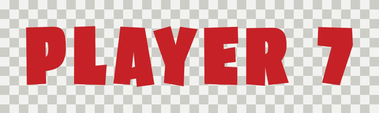 Player 7 Bold Black Text Reading Seven letters numbers typography transparency and detail preview thumbnail