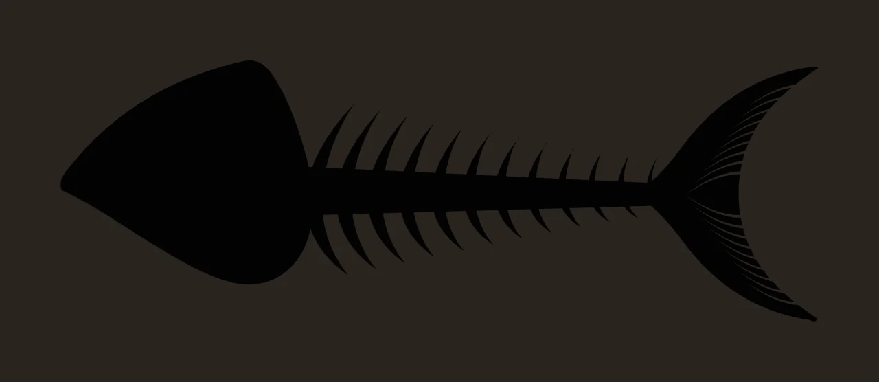 Small Black Fish Skeleton Silhouette With A Pointed bone marine contrast preview thumbnail