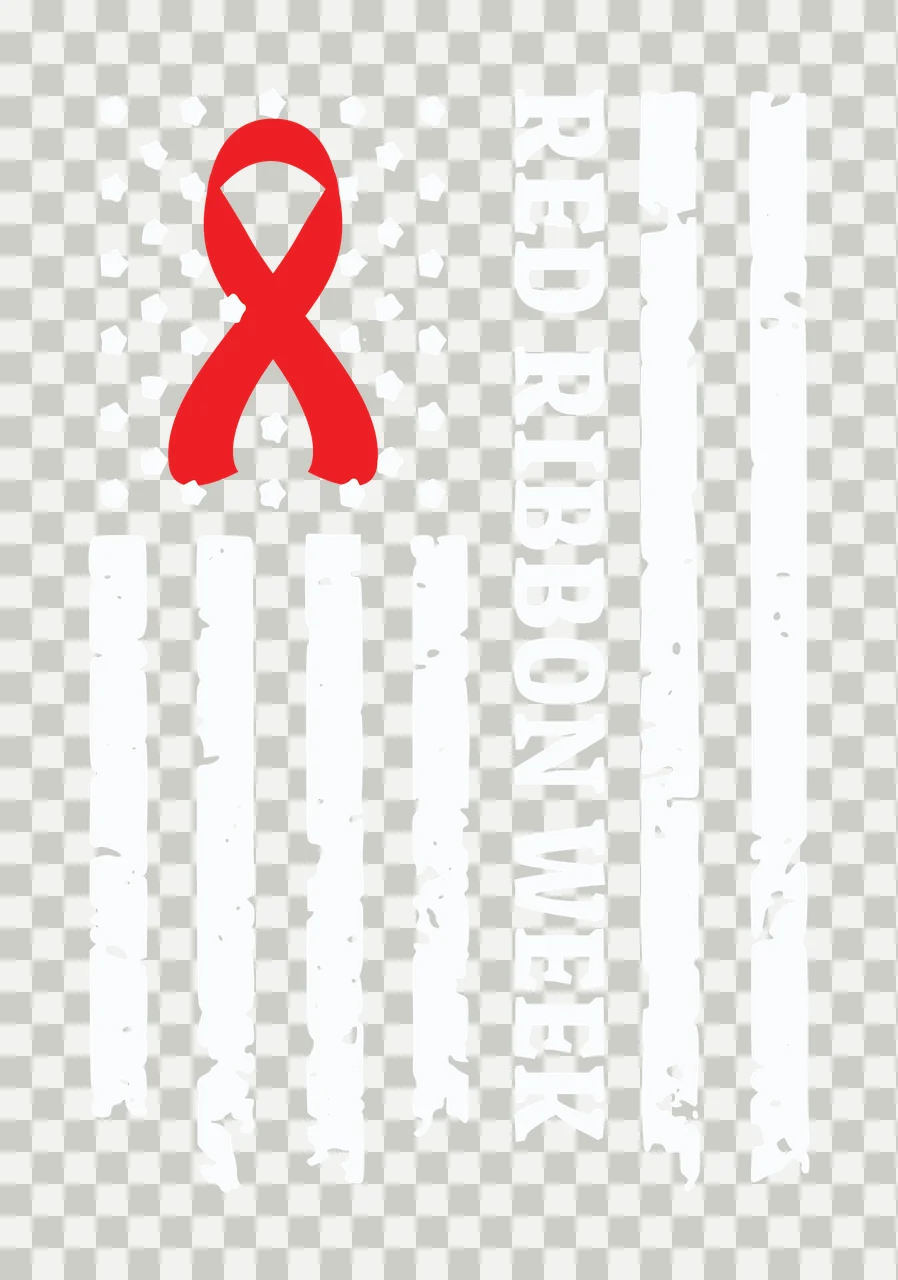 Red Ribbon Week Distressed Flag Graphic transparency and detail preview thumbnail