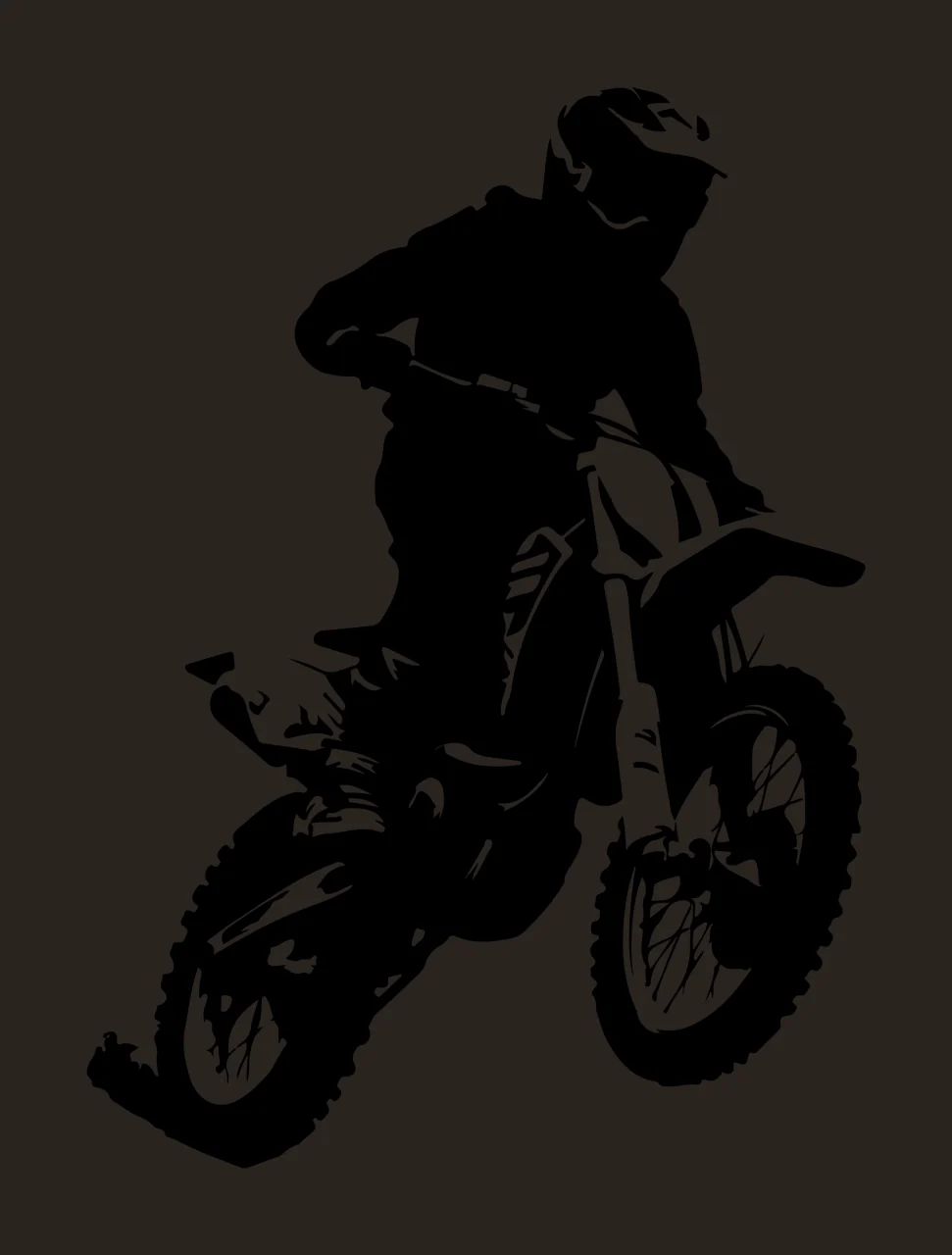 Motocross Silhouette Of Rider On Bike riding motorcycle helmet contrast preview thumbnail