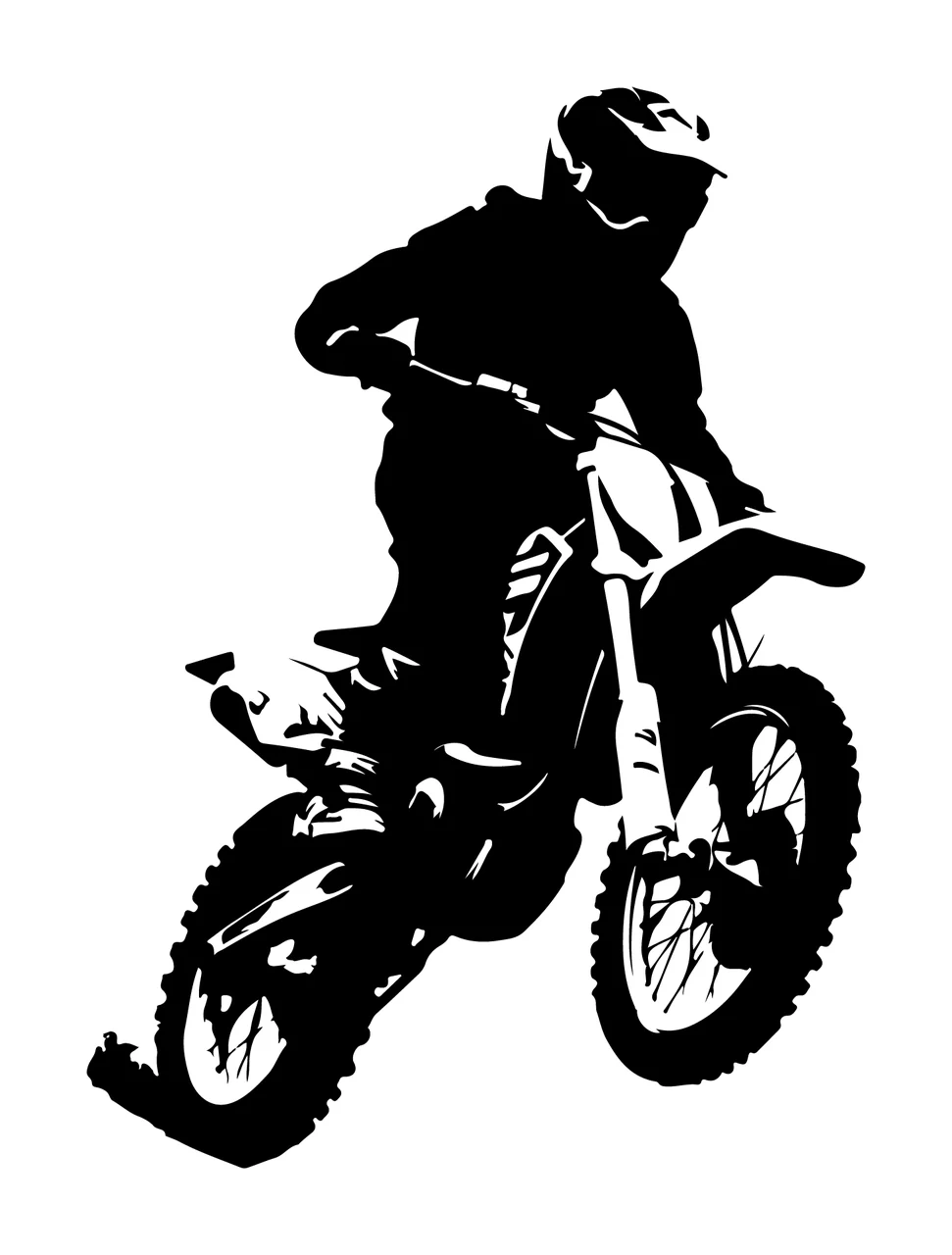 Motocross Silhouette Of Rider On Bike riding motorcycle helmet