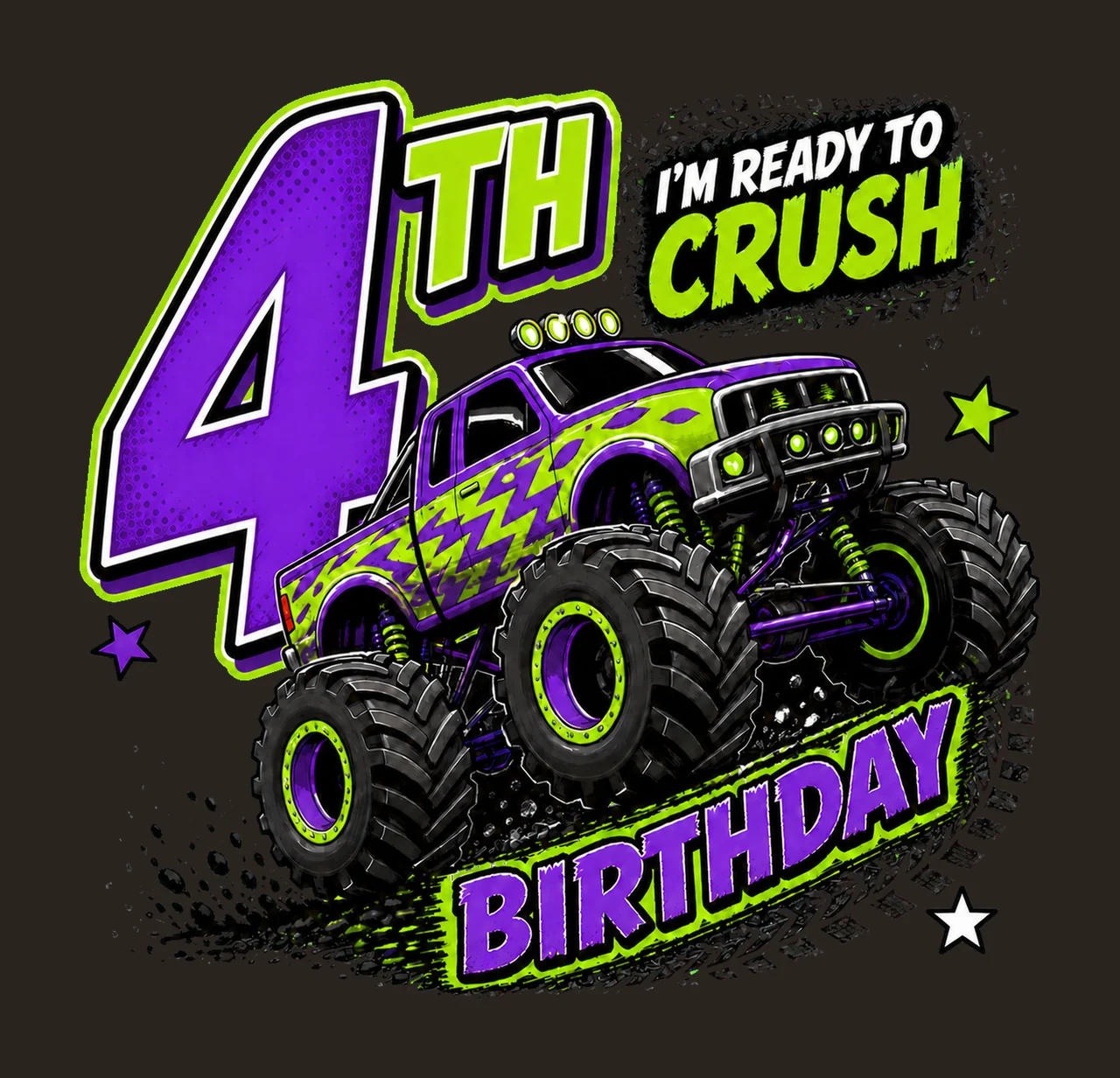 Monster Truck Birthday Ready to Crush 4th Birthday contrast preview thumbnail