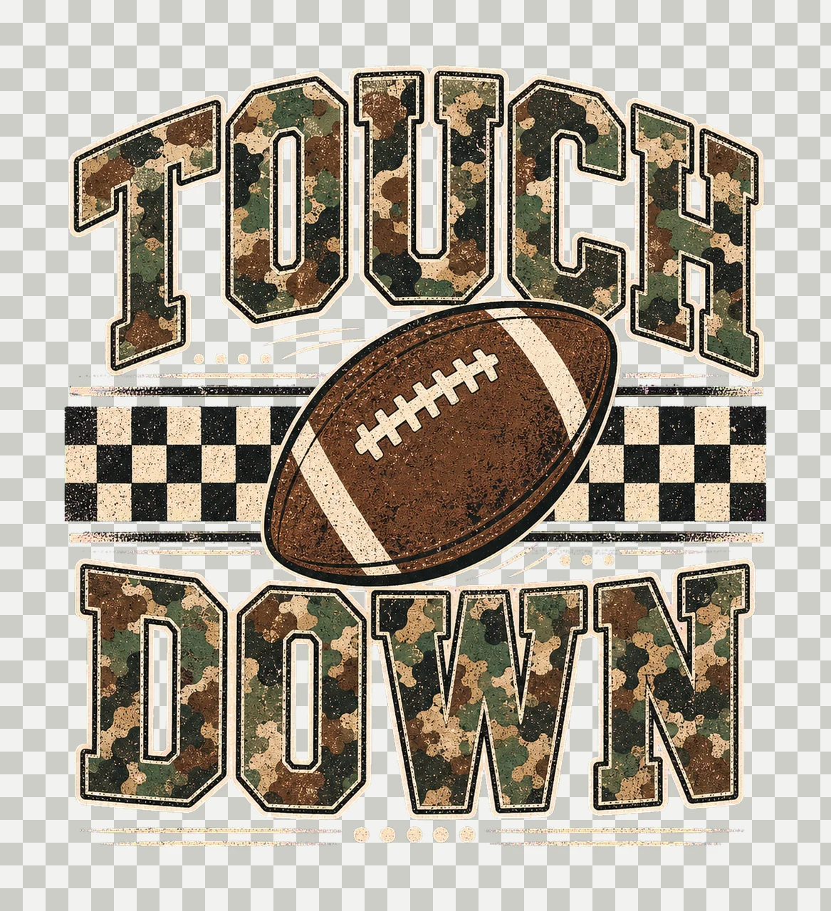 Camo Checkered Football Touchdown Trendy Game Variation B transparency and detail preview thumbnail
