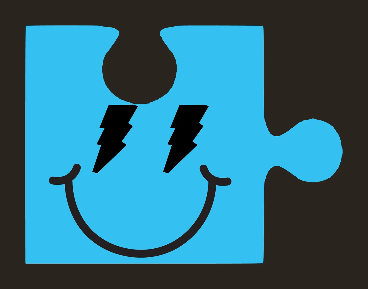 Solid Black Jigsaw Puzzle Piece With One Protruding tab socket contrast preview thumbnail