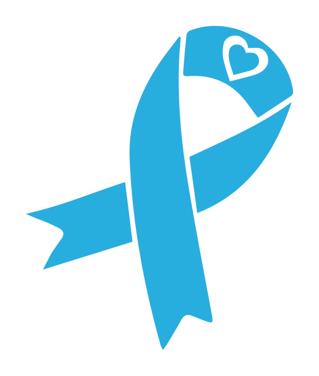 Blue awareness ribbon with white heart Illustration