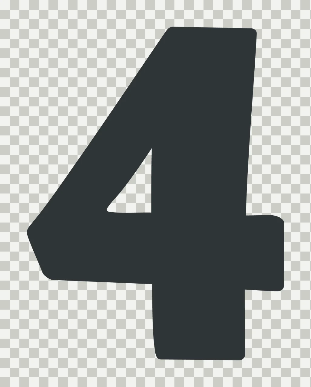 Number 4 Solid Black Digital Four digit typography bold math transparency and detail preview thumbnail