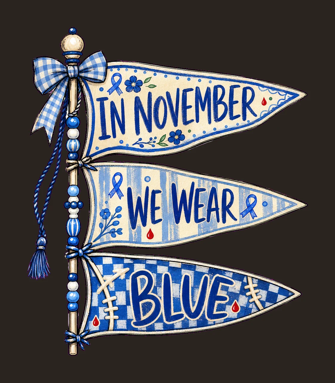 Diabetes Awareness Blue Pennant Flags bundle 02 contrast preview thumbnail