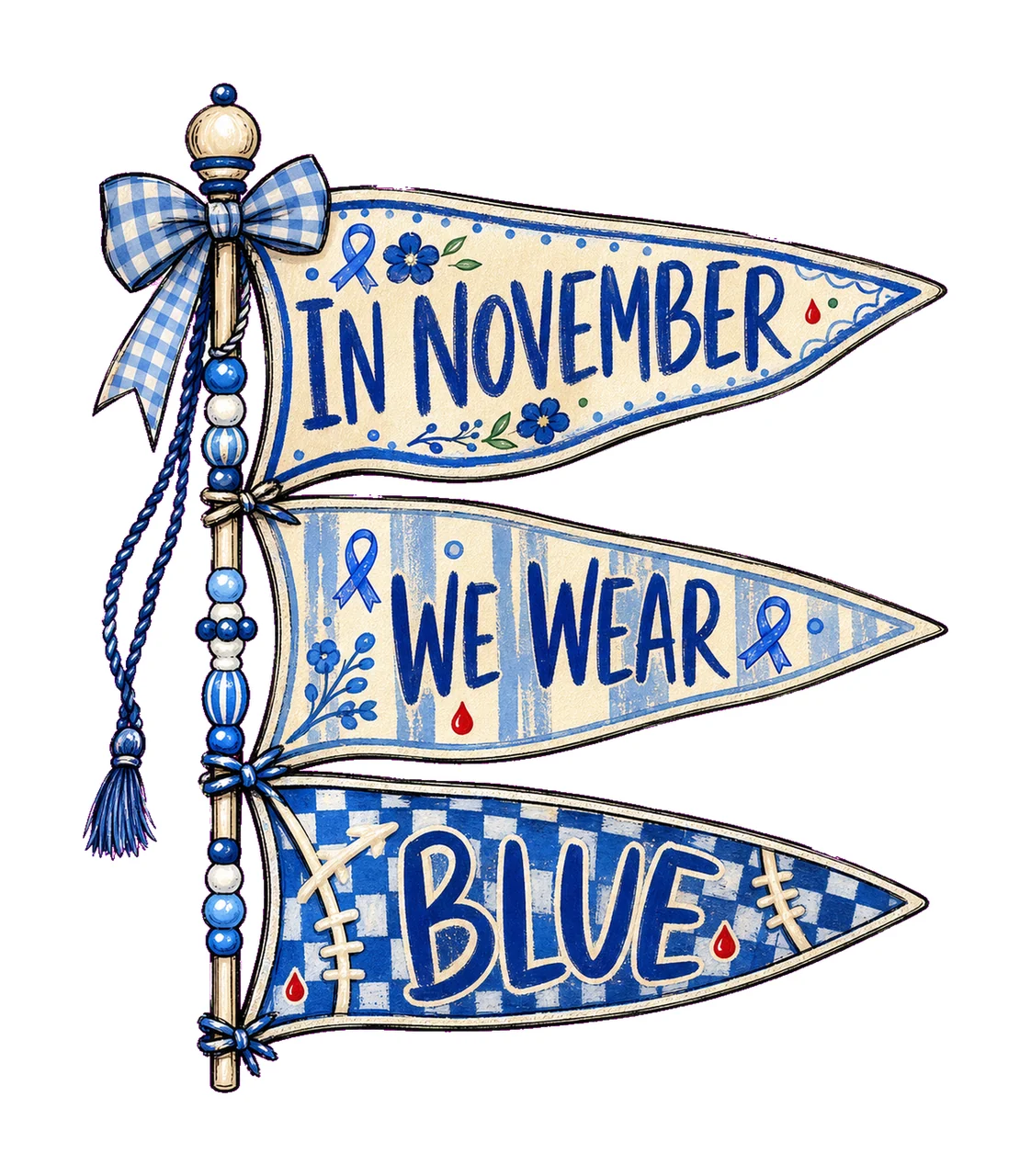 Diabetes Awareness Blue Pennant Flags bundle 02