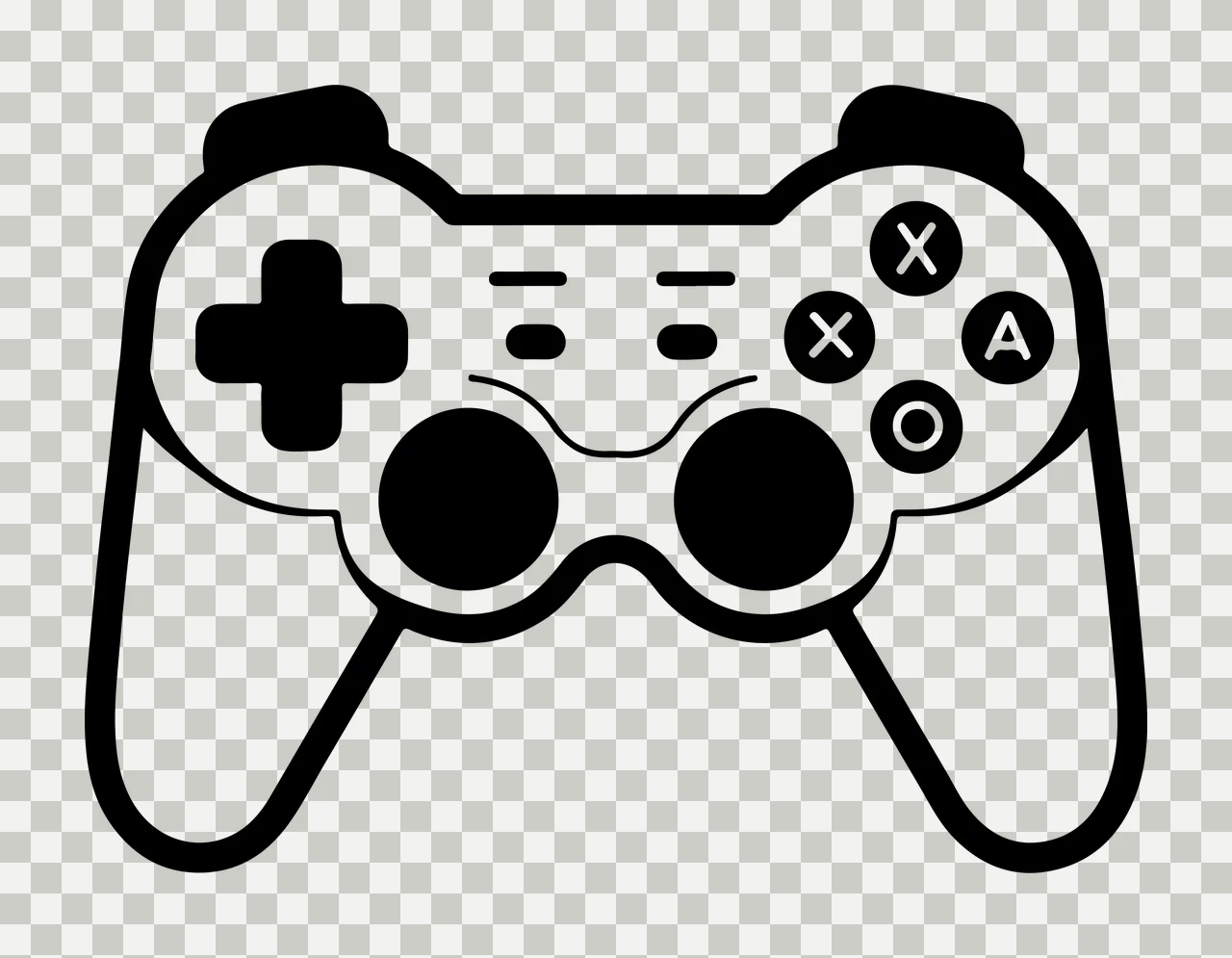 X O A Video Game Controller Silhouette symbols black white transparency and detail preview thumbnail