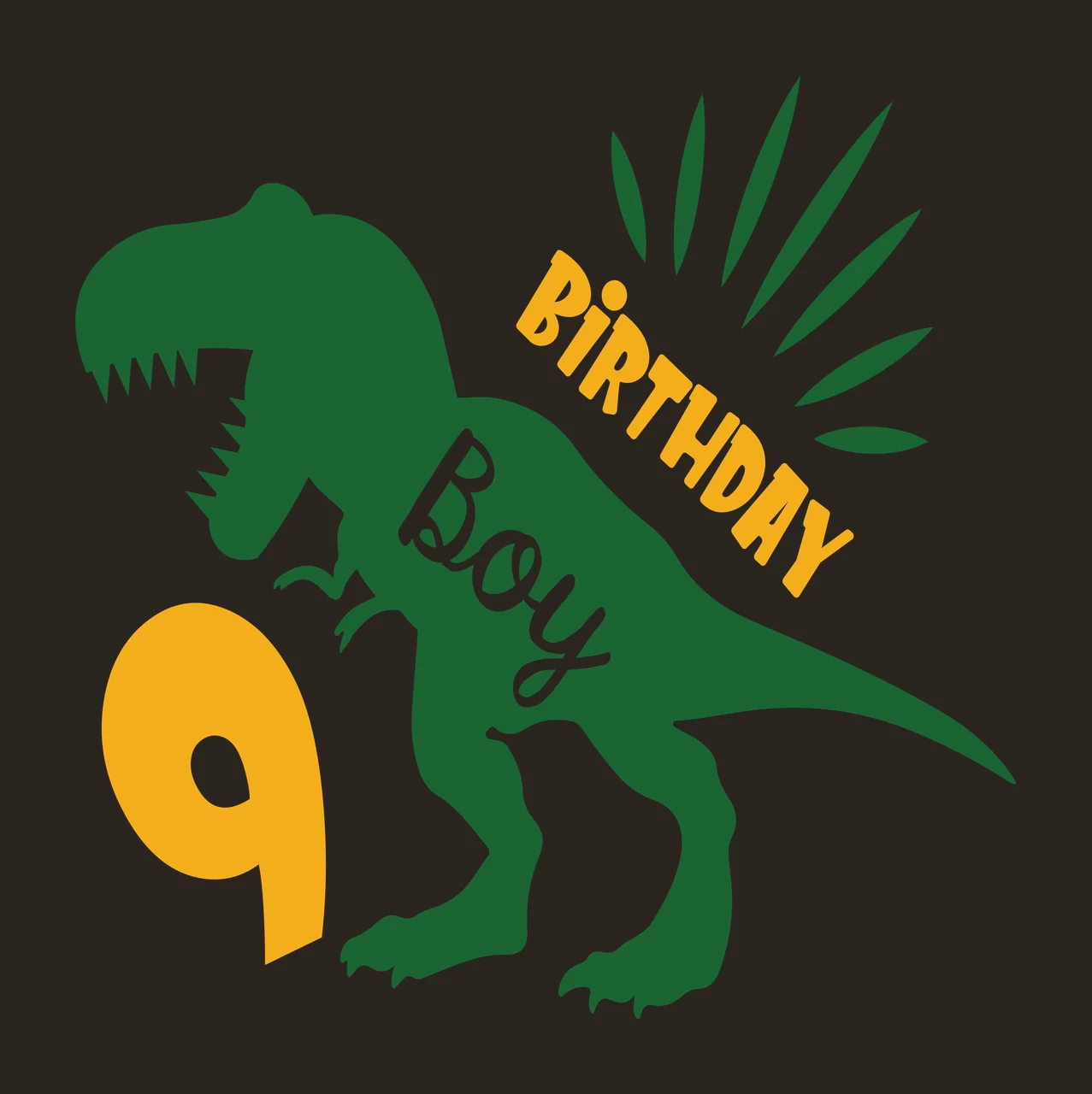 Birthday Dinosaur Graphic standing number sunburst Variation contrast preview thumbnail