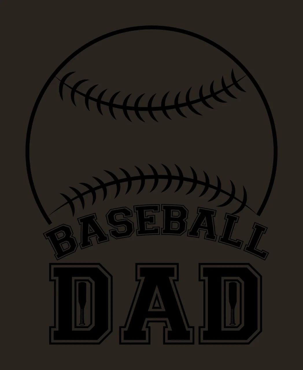 Baseball Dad Text With Large Ball And Bat sports equipment contrast preview thumbnail