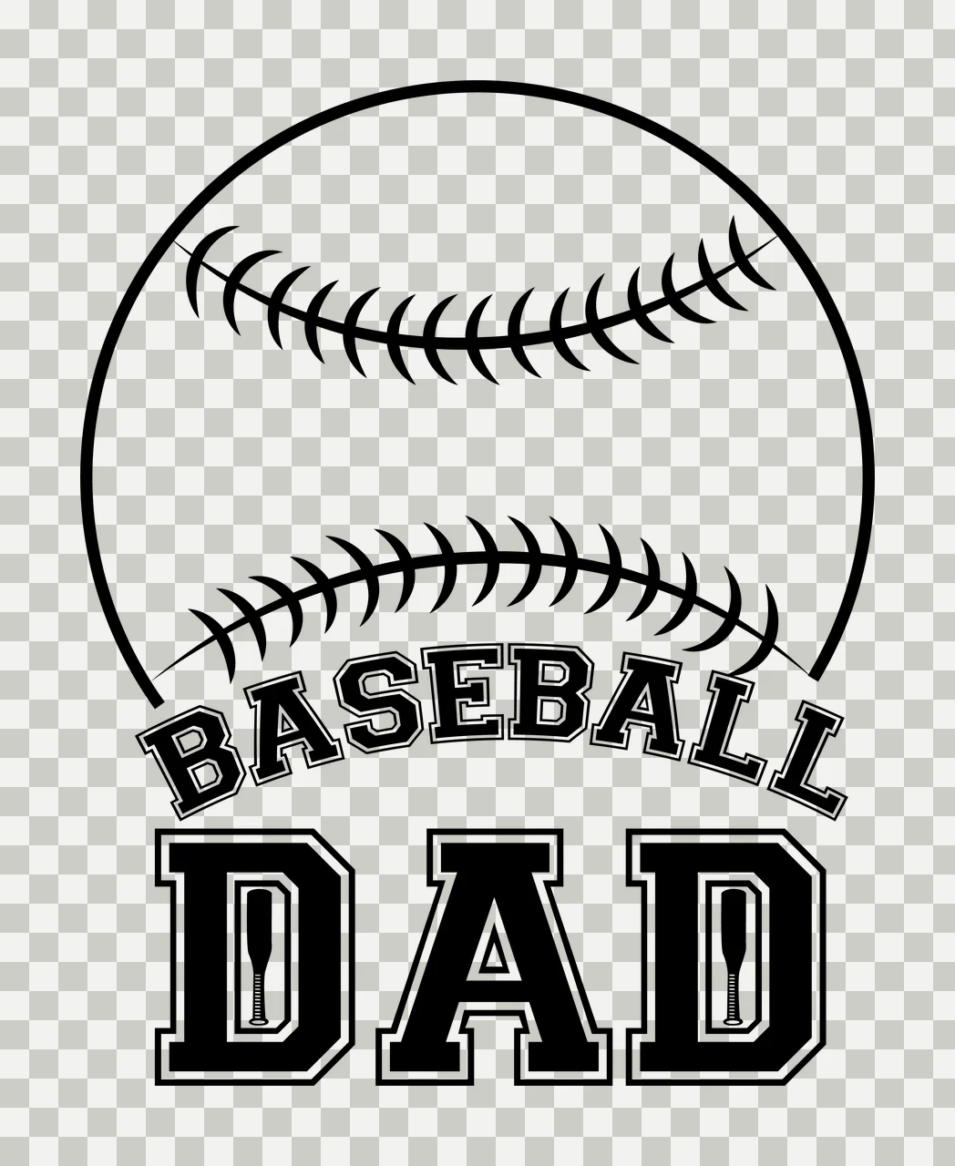 Baseball Dad Text With Large Ball And Bat sports equipment transparency and detail preview thumbnail
