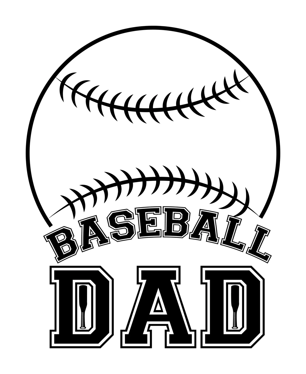Baseball Dad Text With Large Ball And Bat sports equipment