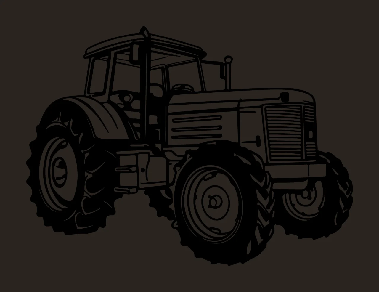 Black And White Tractor Illustration stationary wheels tires contrast preview thumbnail
