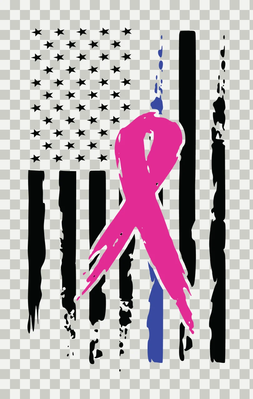Flag Distressed With Black Awareness Ribbon stars stripes white transparency and detail preview thumbnail