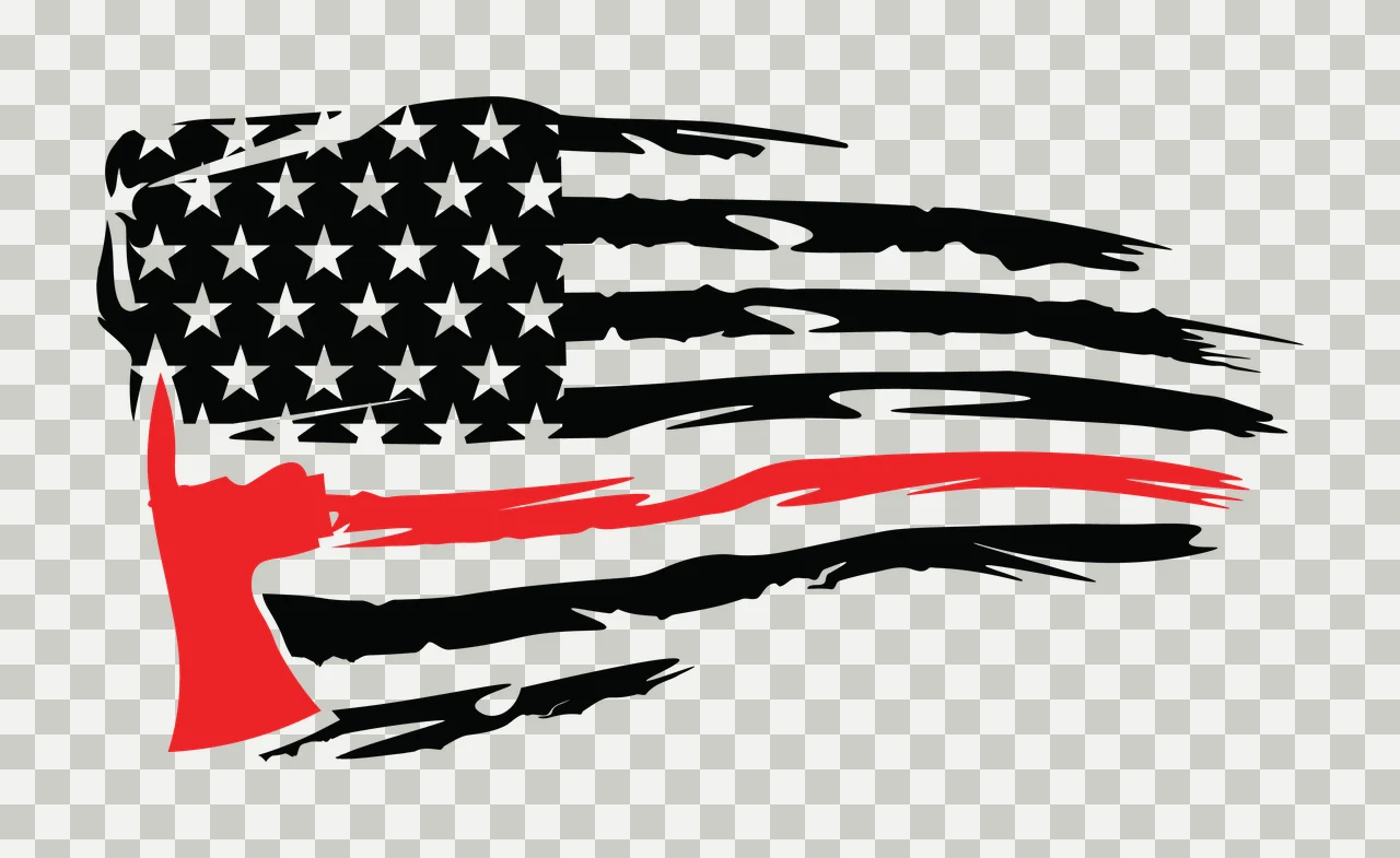 Flag Distressed Horizontal Graphic With A Black Silhouette axe transparency and detail preview thumbnail