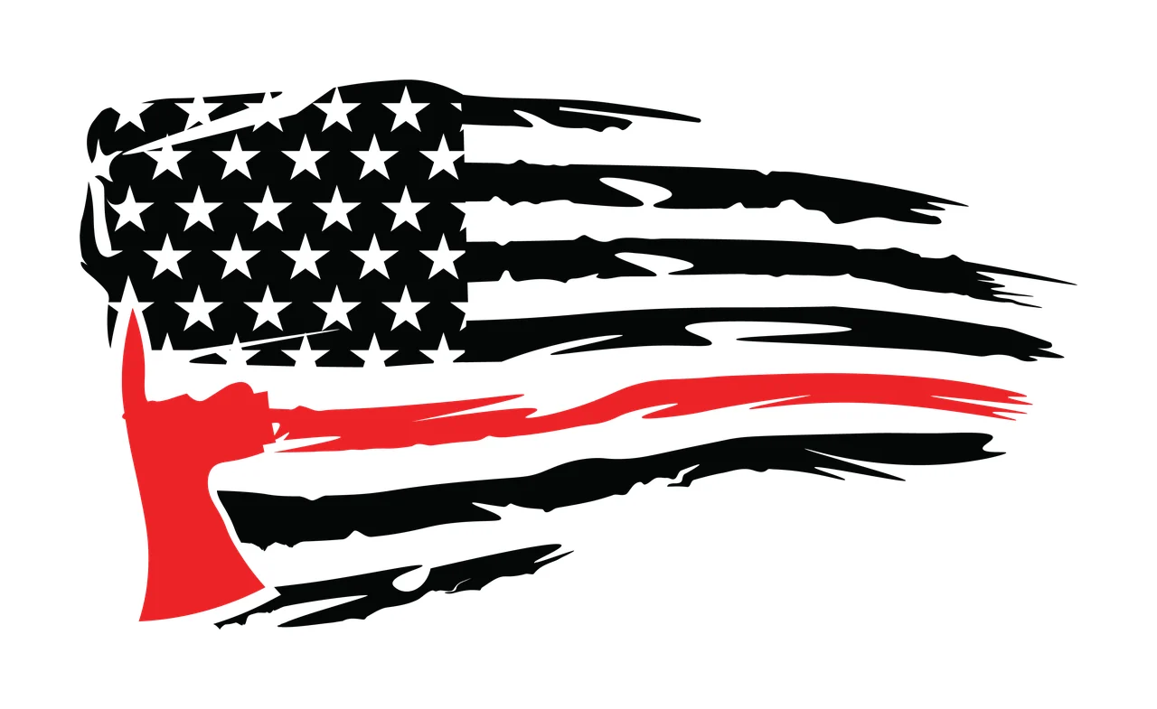 Flag Distressed Horizontal Graphic With A Black Silhouette axe