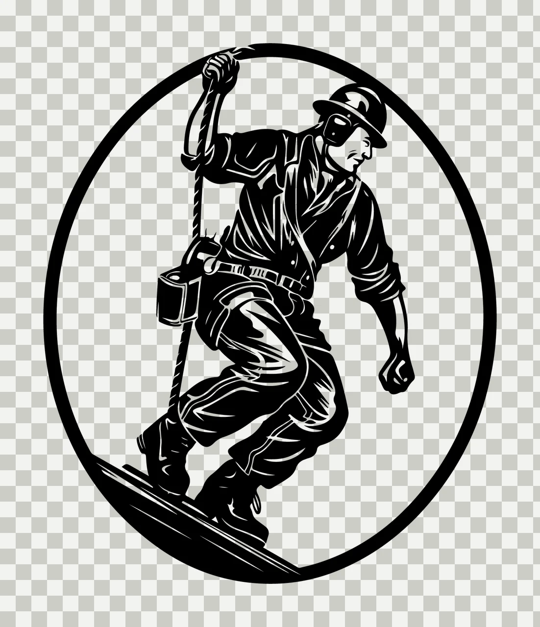 Industrial Worker On A Climbing Rope harness helmet boots circular transparency and detail preview thumbnail