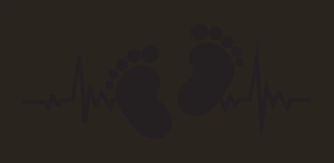 Two Baby Footprints Over A Black Heartbeat Pulse line toes contrast preview thumbnail