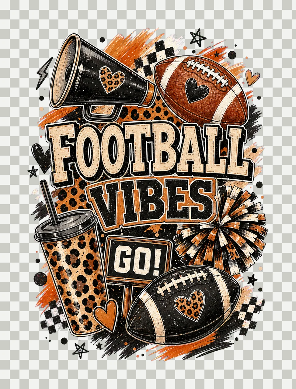 Brushstroke Game Day Football Leopard Doodles Variation D transparency and detail preview thumbnail