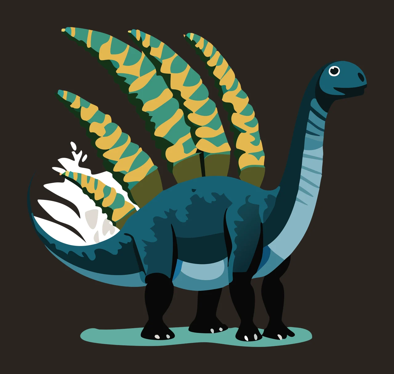 Dinosaur Silhouette With Fan Leaves standing leaf black white contrast preview thumbnail