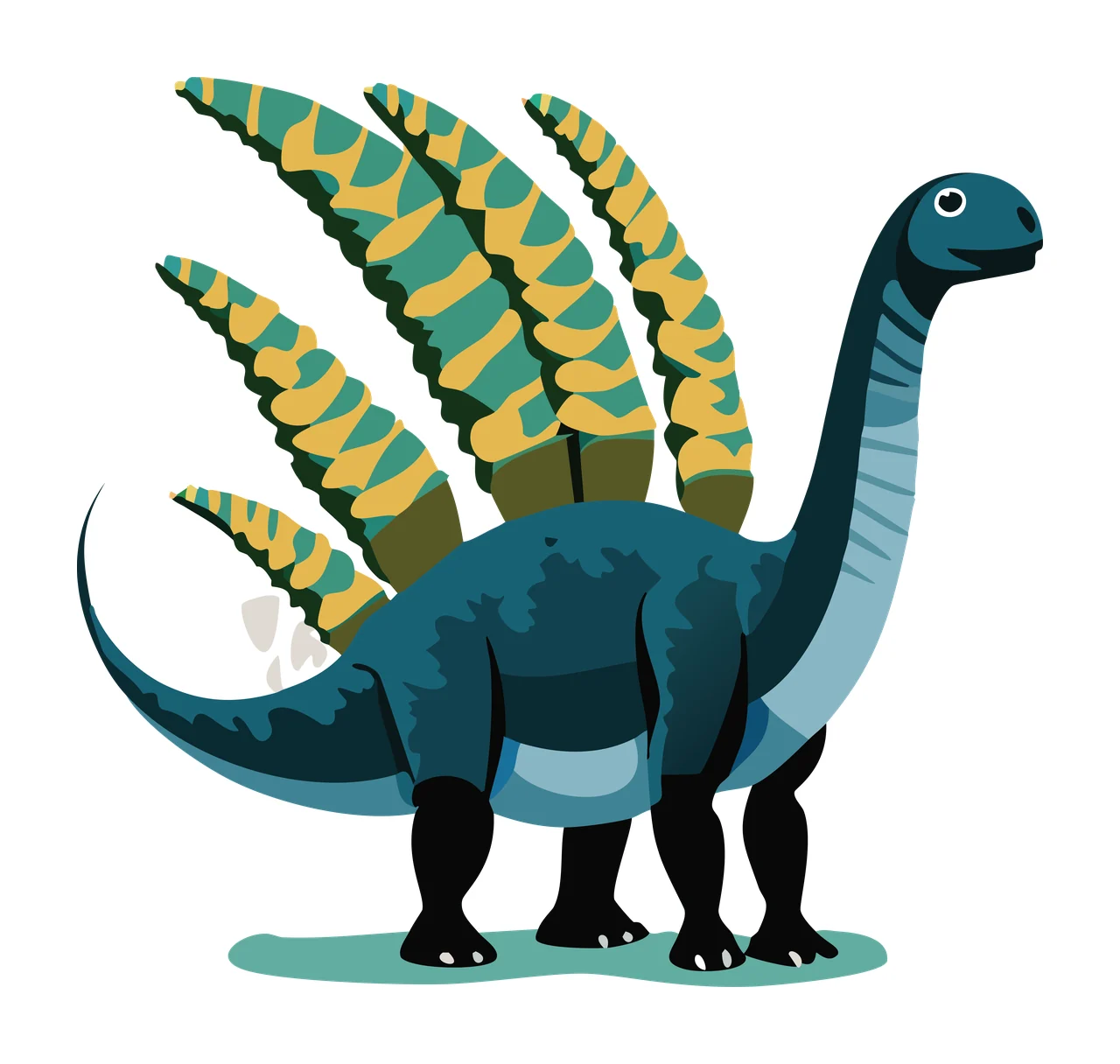 Dinosaur Silhouette With Fan Leaves standing leaf black white
