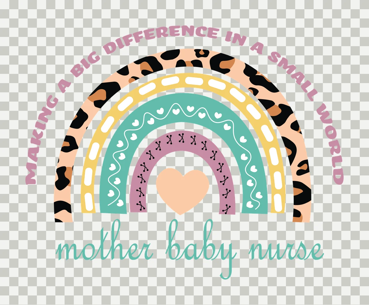 Black Rainbow With Heart And Text On White pattern 1 F16 nurse big 4 transparency and detail preview thumbnail