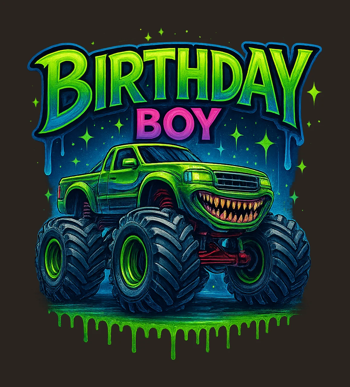 Birthday Boy Truck Boys Birthday Shirt Design Monster Truck contrast preview thumbnail