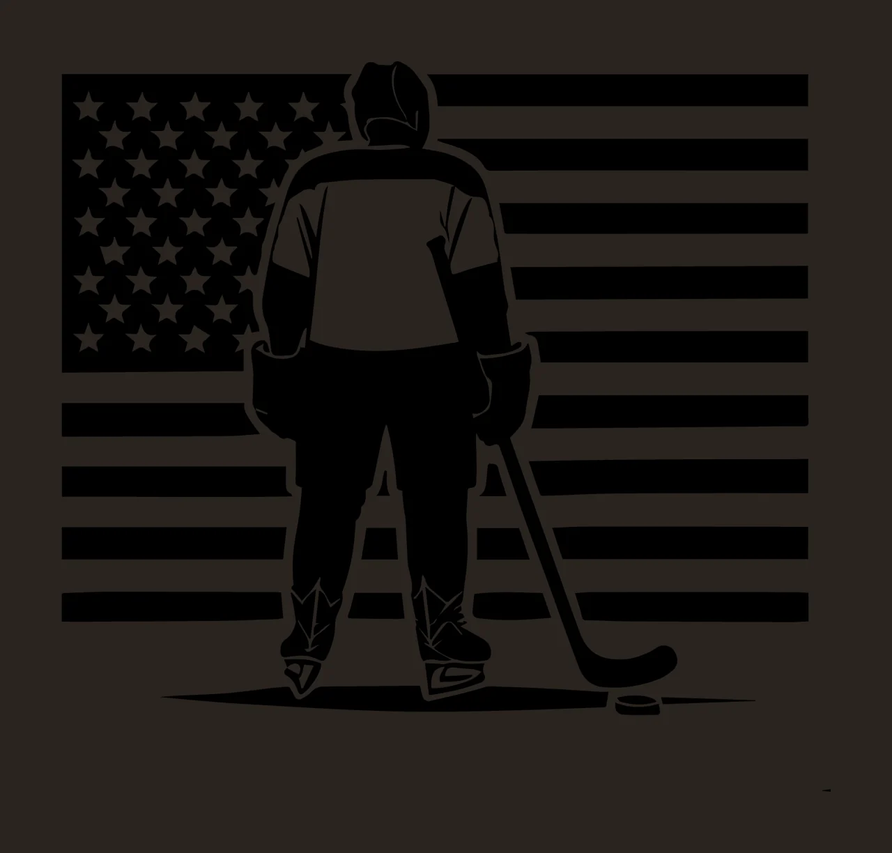 Hockey Player Standing With Stick And Puck contrast preview thumbnail