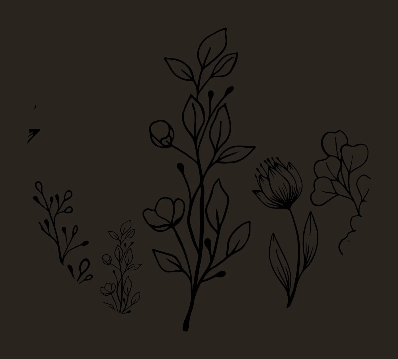 Keychain Floral Pattern Inside Black Circle flowers growing contrast preview thumbnail