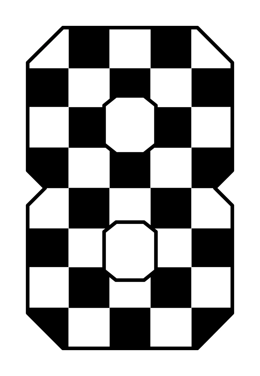 Black And White Checkered Number Eight Pattern Silhouette displaying