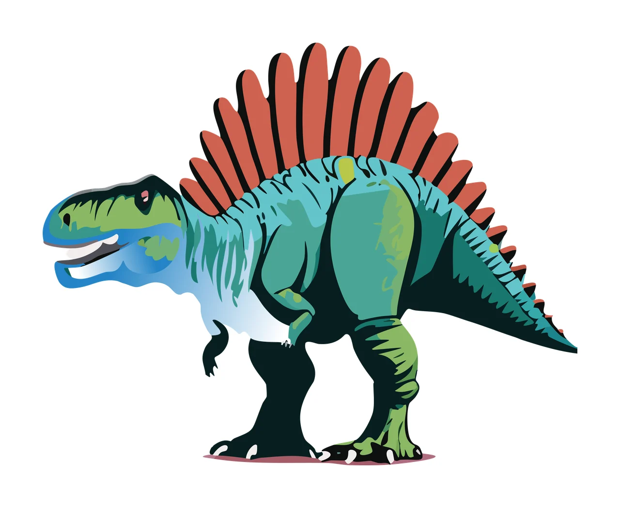 Dinosaur Black Silhouette With Dorsal Fin standing tail teeth