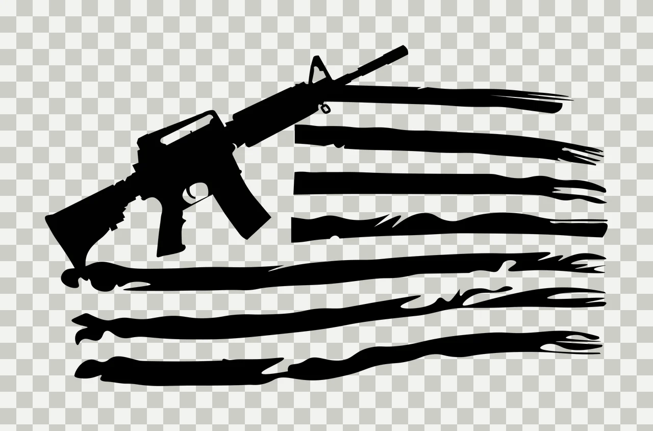 Flag Rifle With Distressed Silhouette overlaying stripe black transparency and detail preview thumbnail