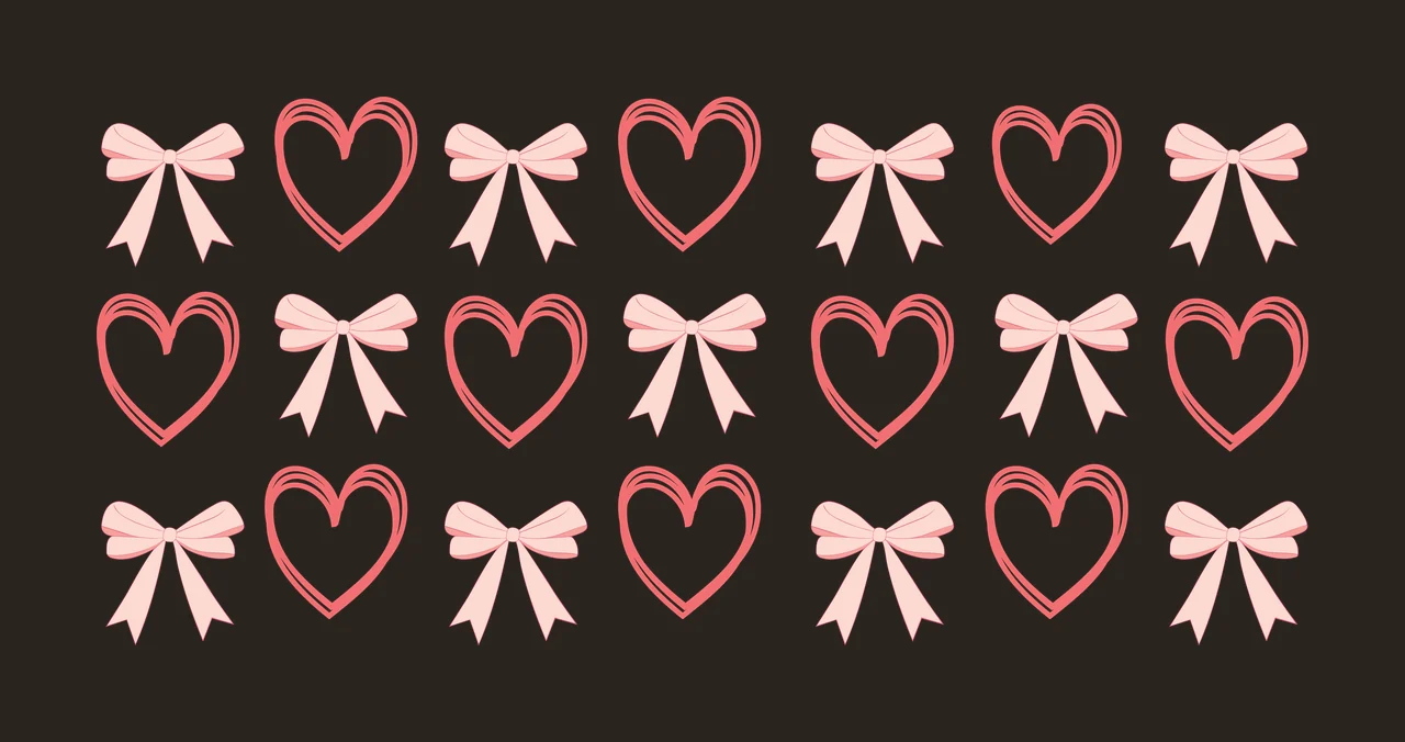 Bow Can Glass Wrap Heart And Pattern Design Hearts bows black contrast preview thumbnail