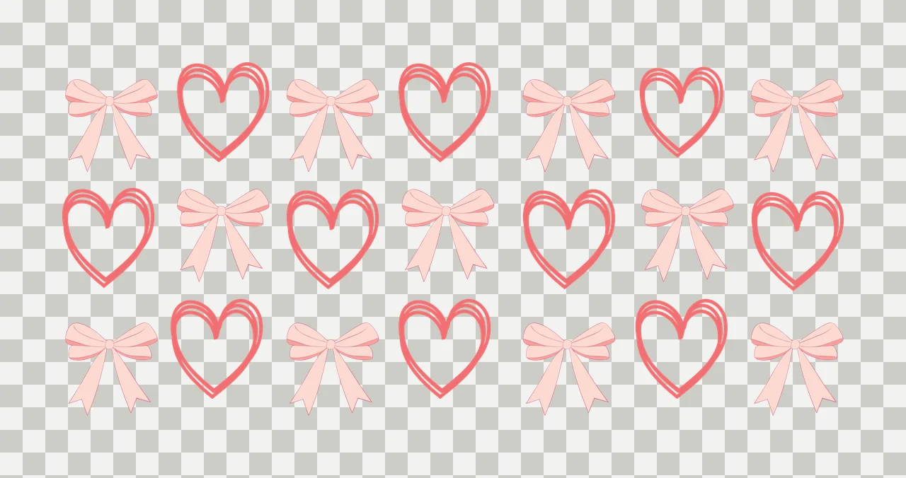 Bow Can Glass Wrap Heart And Pattern Design Hearts bows black transparency and detail preview thumbnail