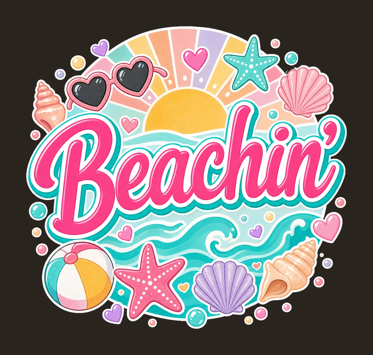 Everyday Summer Beachin Digital Design Girly Variation E contrast preview thumbnail