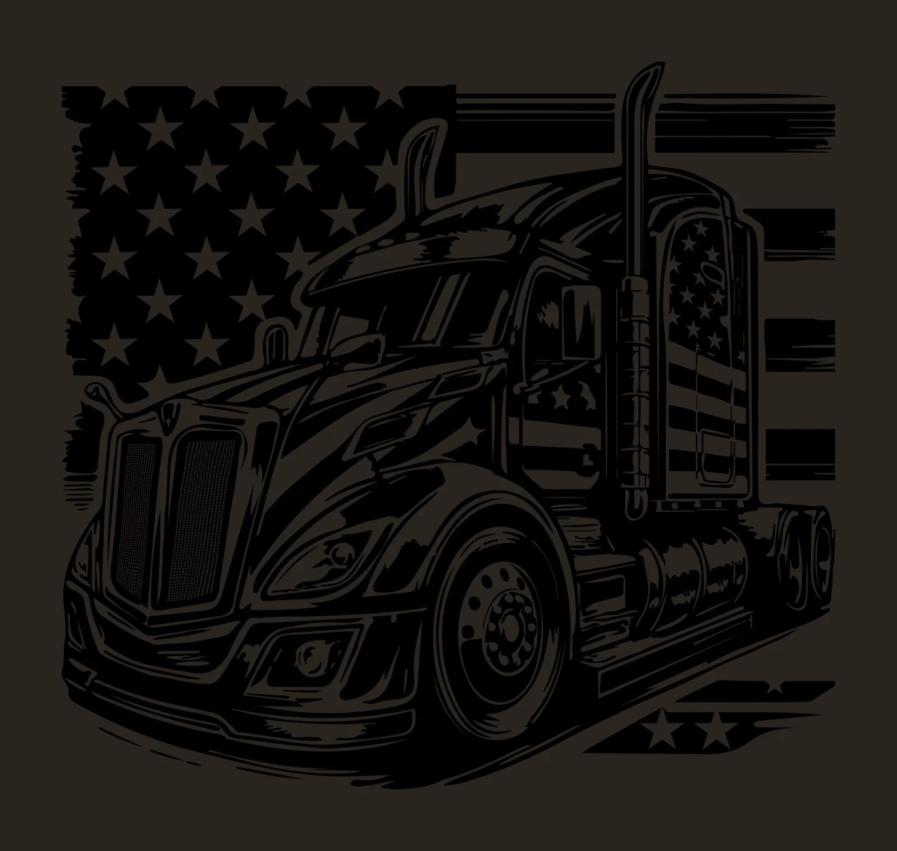 Semi Truck Flag And Us Graphic combined star black plain stripe contrast preview thumbnail