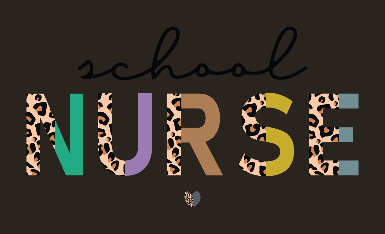 School Nurse Typography With Heart written black white and contrast preview thumbnail