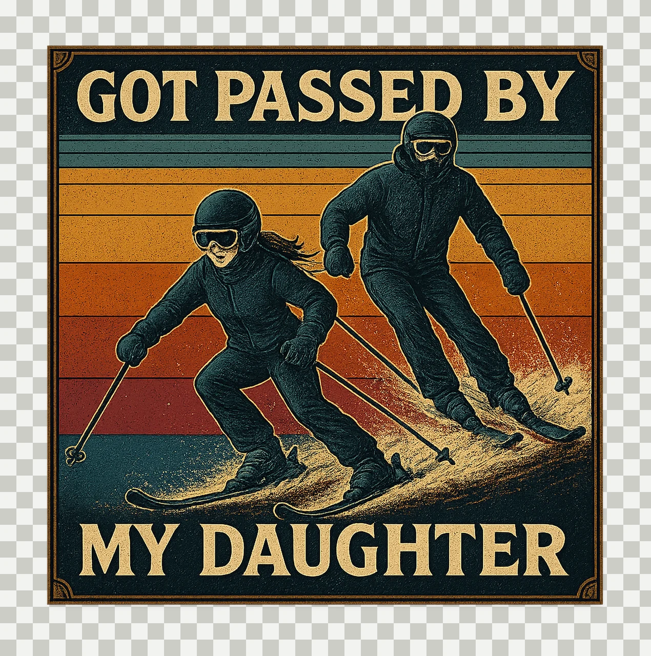 Got Passed By My Daughter Funny Skiing Dad Retro Winter transparency and detail preview thumbnail