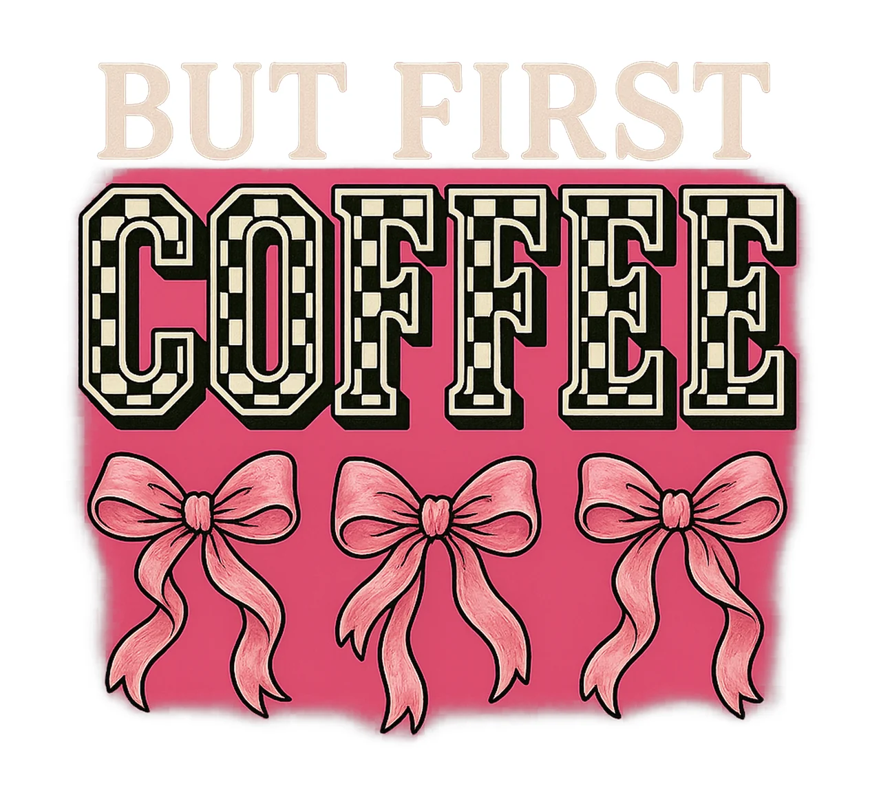 Coffee Trendy Coquette Bows Preppy Checkered Caffeine Design