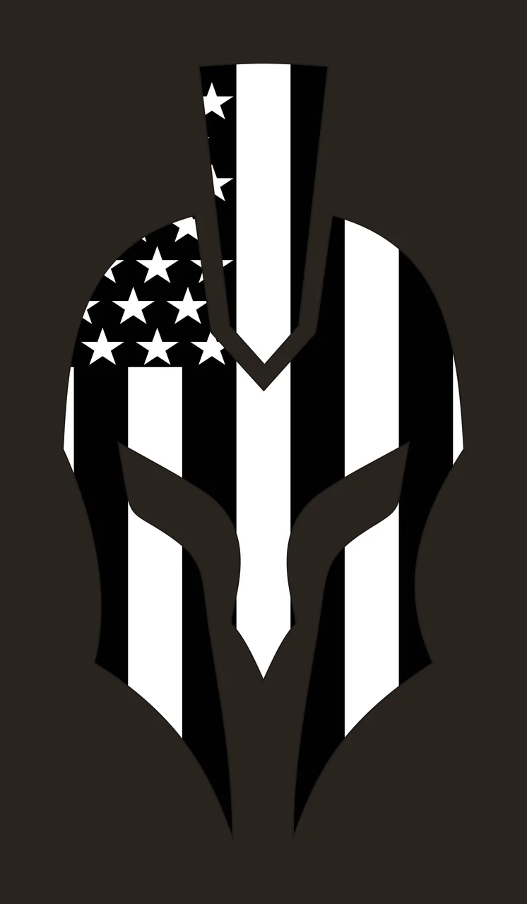 Warrior Spartan Helmet Silhouette With Star Pattern Representing contrast preview thumbnail