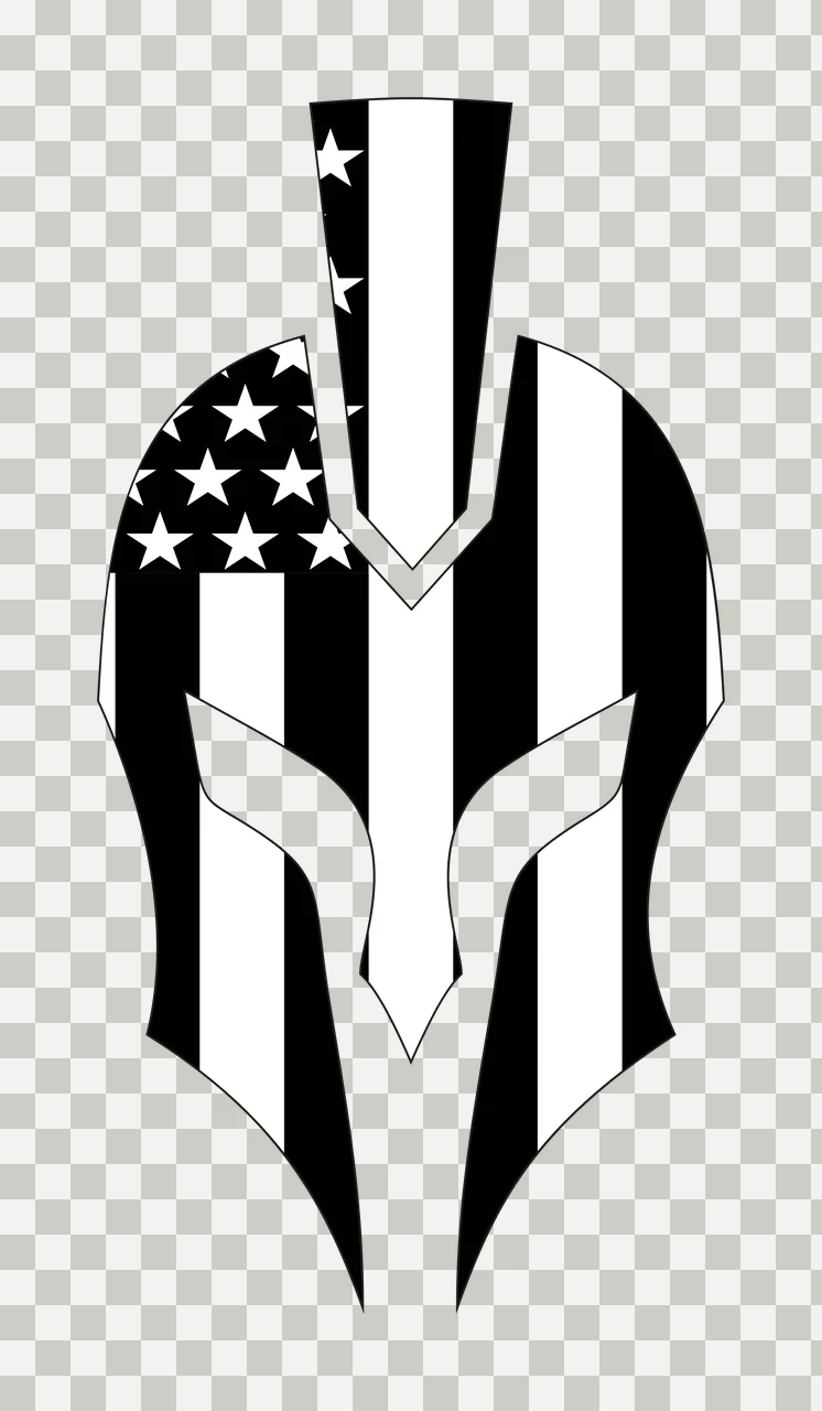 Warrior Spartan Helmet Silhouette With Star Pattern Representing transparency and detail preview thumbnail