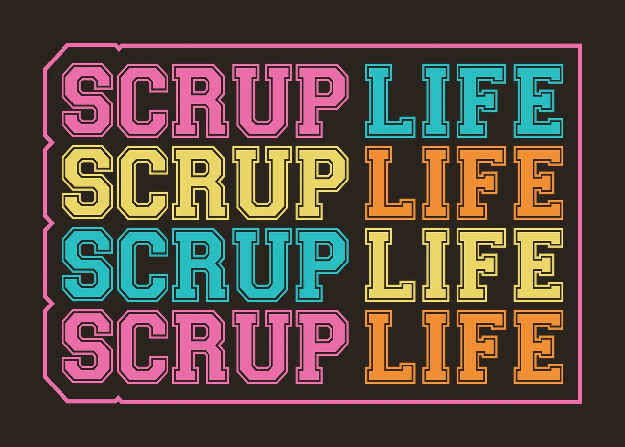 Scrup Life Repeated Text Grid Design Repeating letters words contrast preview thumbnail