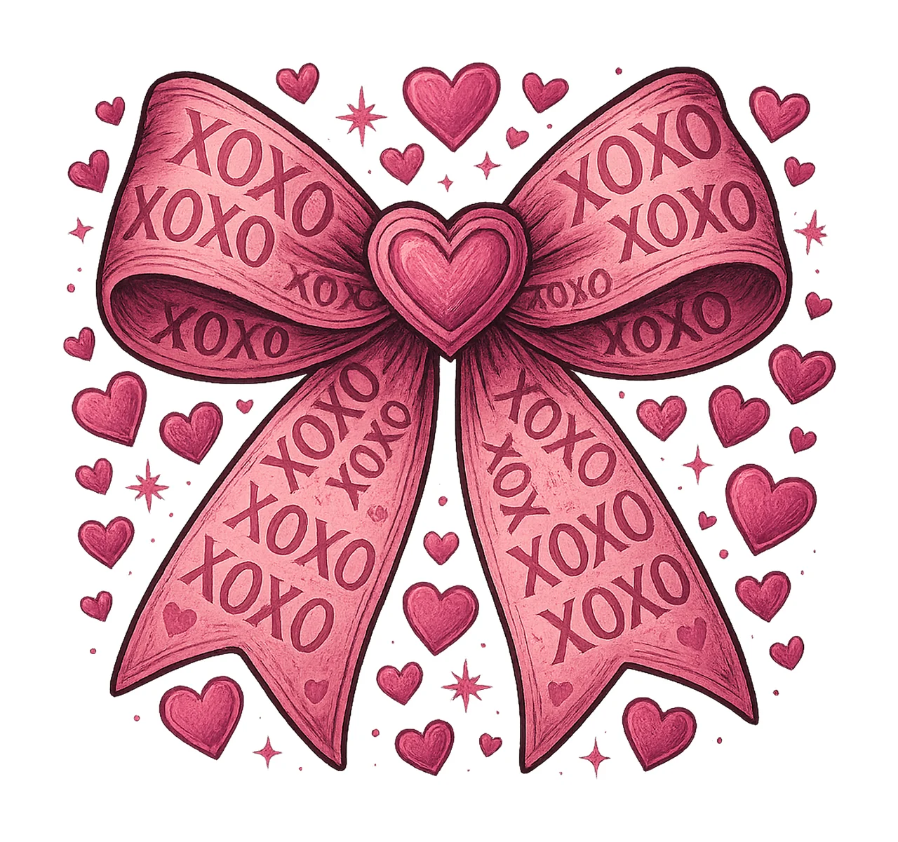 Xoxo Valentine Coquette Bow Glitter Heart Design You Are