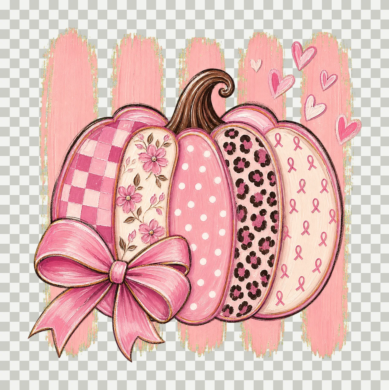 Breast Cancer Pumpkin Coquette Retro Breast Variation A transparency and detail preview thumbnail